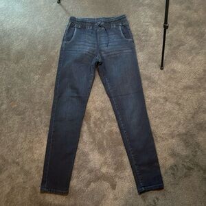 Women’s denim joggers with fitted waist